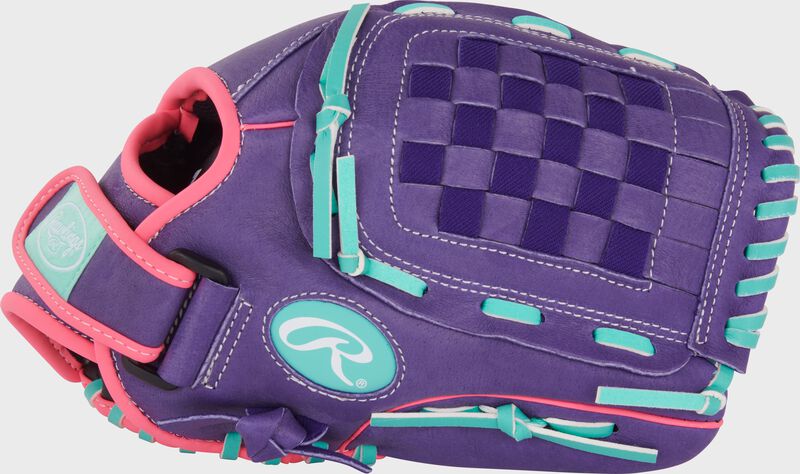 Rawlings Sure Catch Youth Series 11.5-Inch Softball Glove - Right Hand Thrower - Purple/Pink/Mint