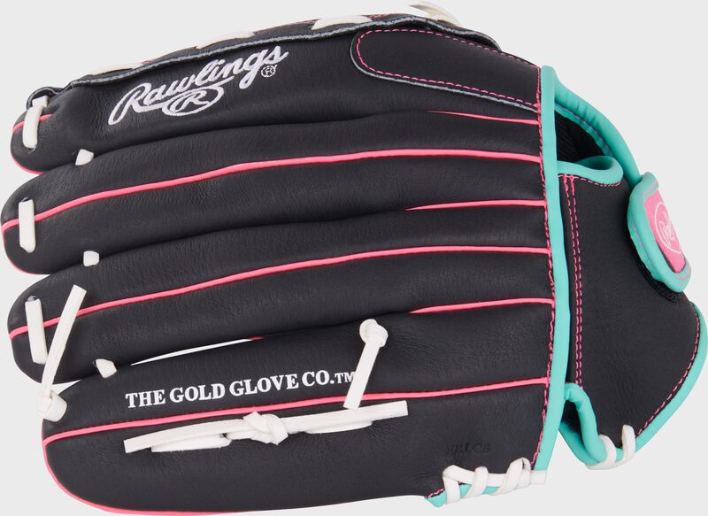 Rawlings Sure Catch Youth Series 12.5-Inch Softball Glove - Right Hand Thrower - Black/Mint/Pink