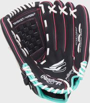 Rawlings Sure Catch Youth Series 12-Inch Softball Glove - Right Hand Thrower - Black/Mint/Pink