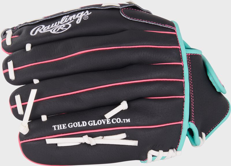 Rawlings Sure Catch Youth Series 12-Inch Softball Glove - Right Hand Thrower - Black/Mint/Pink