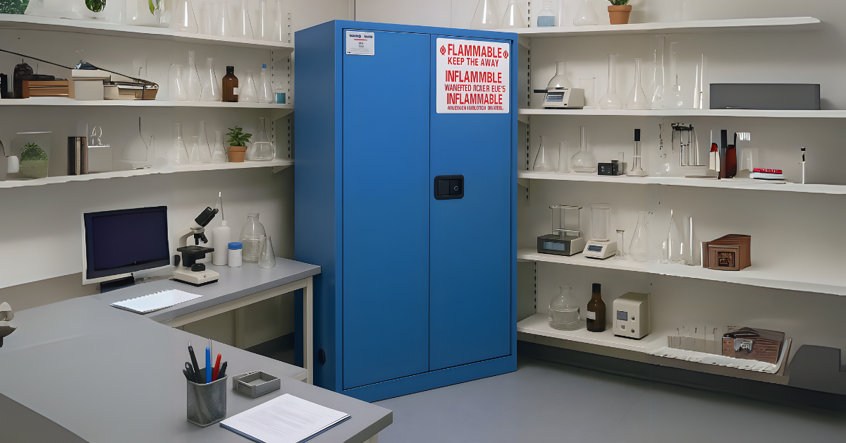 Flammable Safety Cabinet with auto-close doors (Blue)