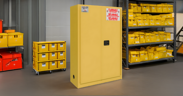 Flammable Safety Cabinet with Manual Closing Doors (Yellow)