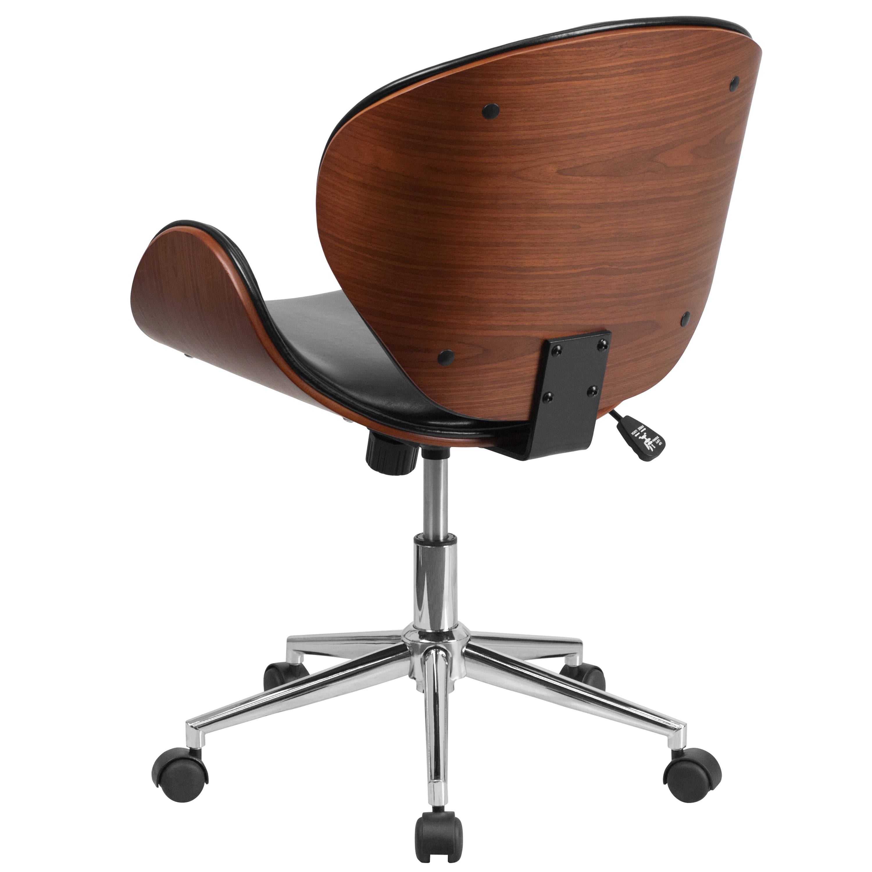 Tana Mid-Back Walnut Wood Conference Office Chair in Black LeatherSoft