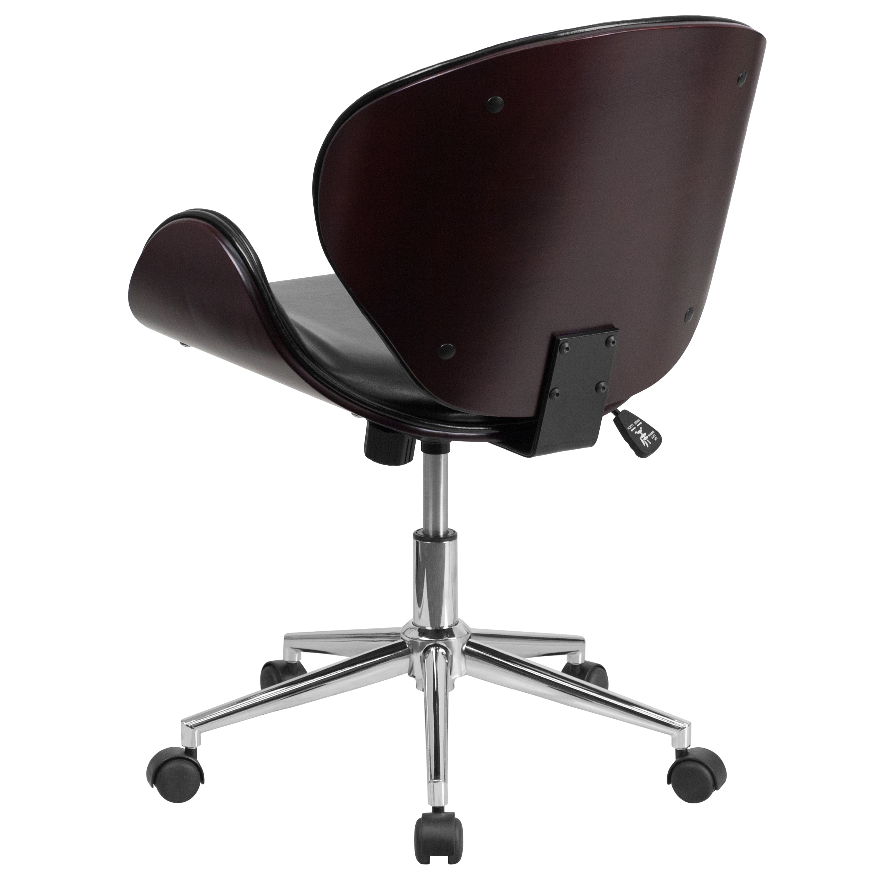 Tana Mid-Back Mahogany Wood Conference Office Chair in Black LeatherSoft