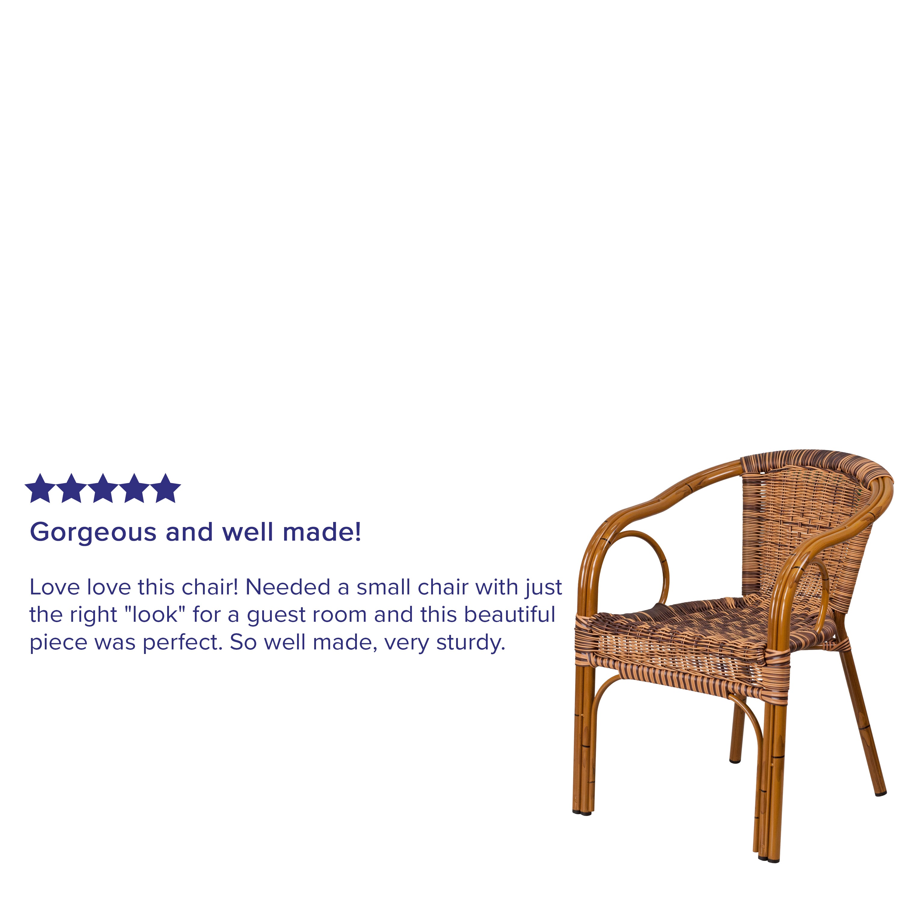 Cadiz Series Burning Brown Rattan Restaurant Patio Chair with Dark Red Bamboo-Aluminum Frame