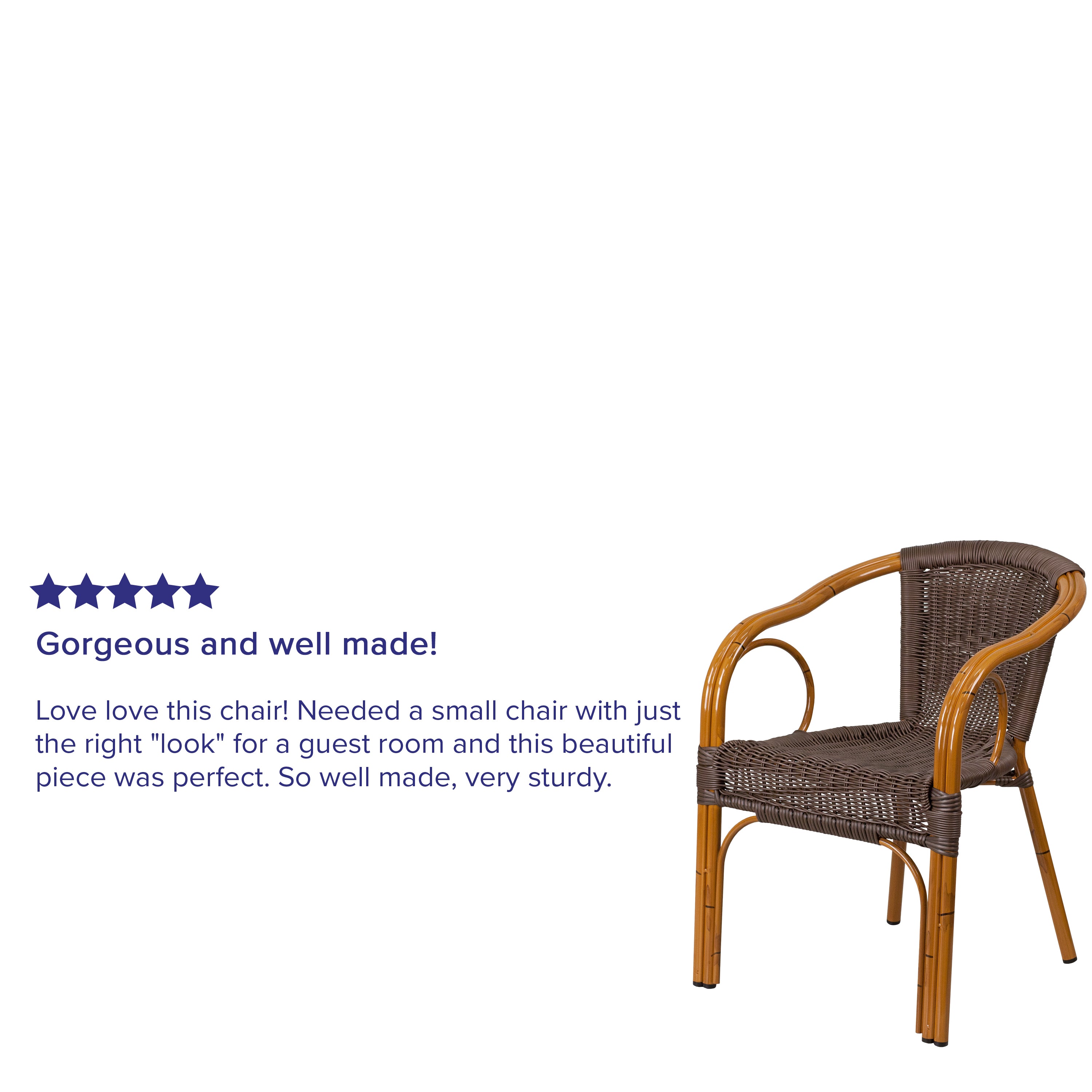 Cadiz Series Dark Brown Rattan Restaurant Patio Chair with Red Bamboo-Aluminum Frame