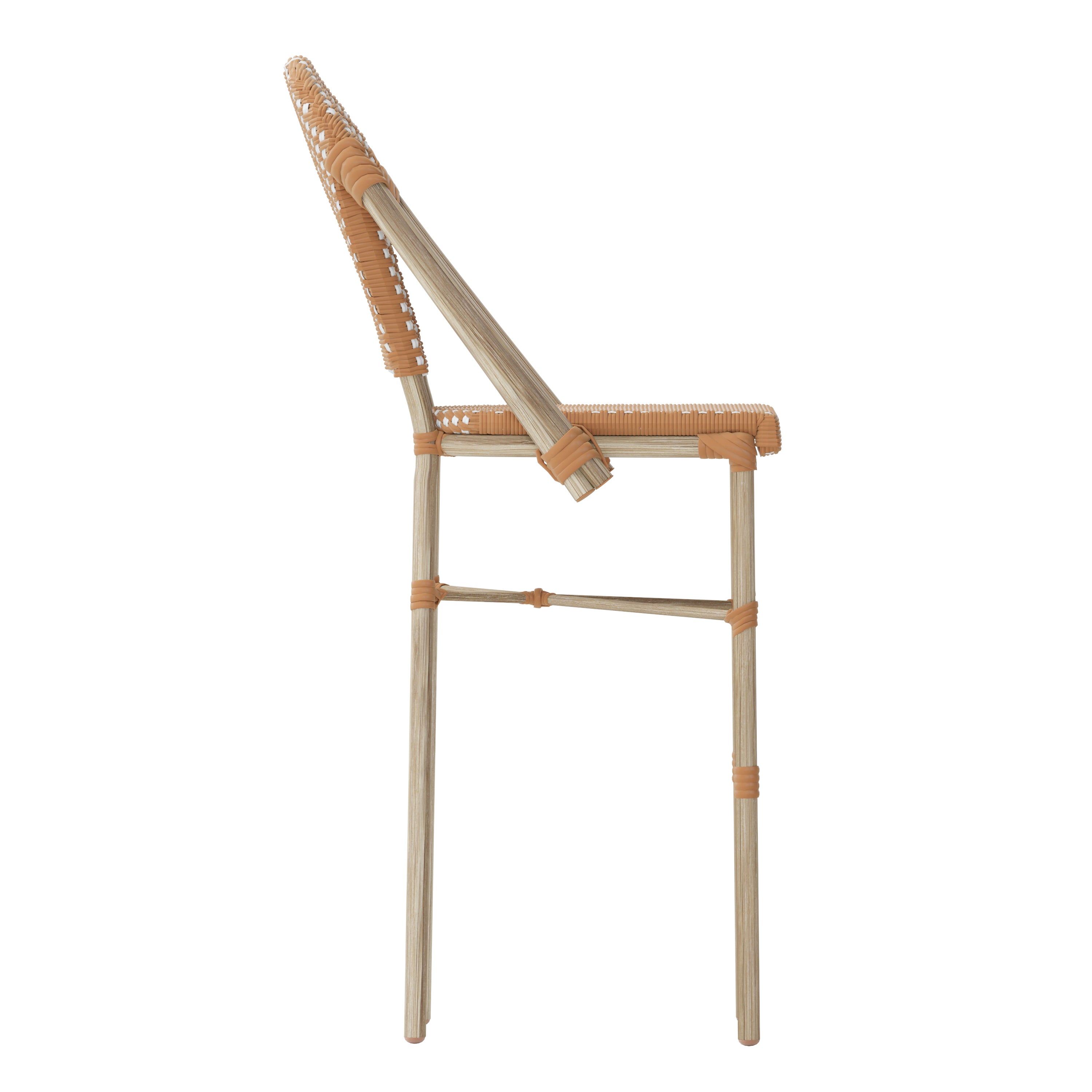 Lourdes Stackable Indoor/Outdoor Bistro 30" High Barstool, Commercial Grade, Natural/White and Light Natural Finish