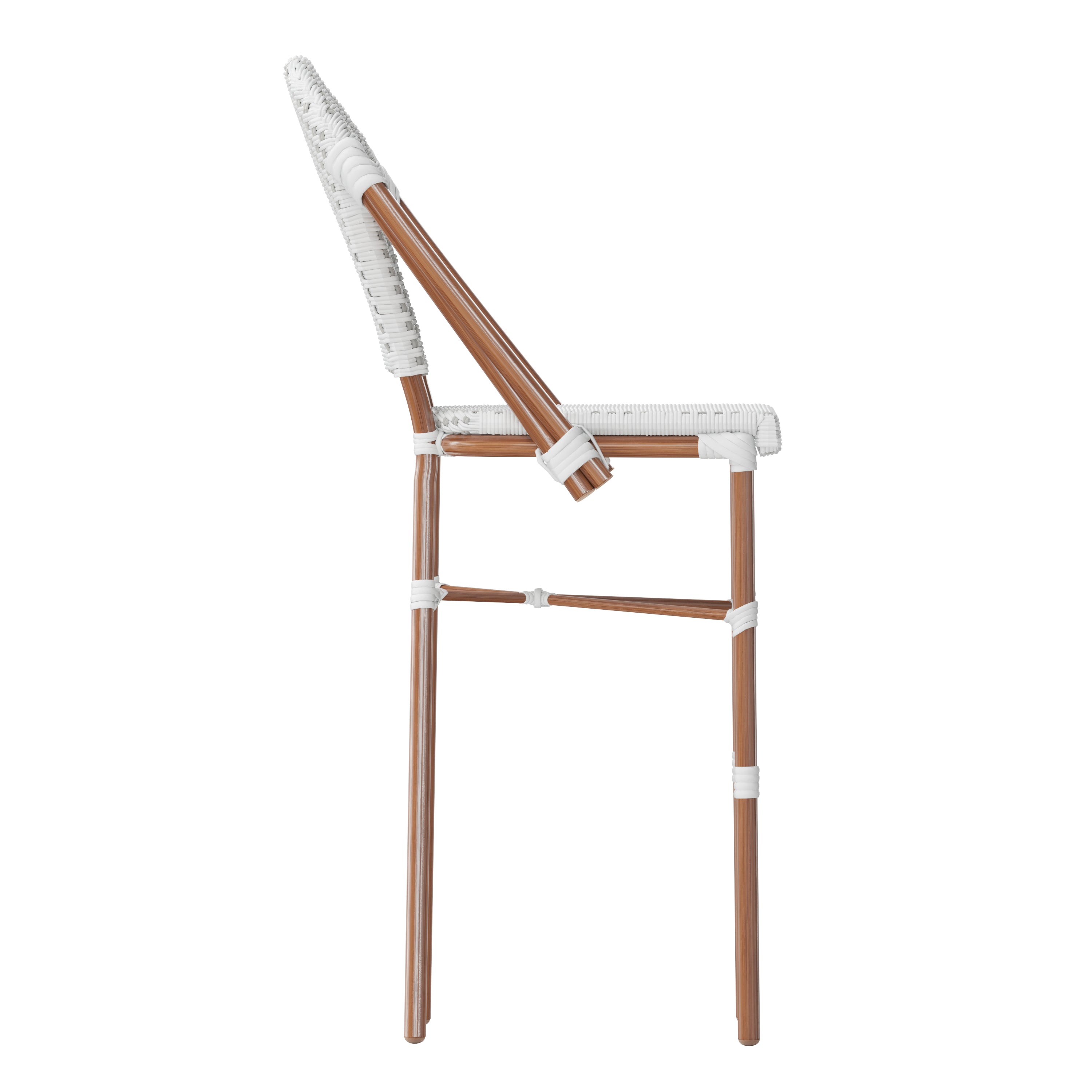 Lourdes Stackable Indoor/Outdoor Bistro 30" High Barstool, Commercial Grade, White/Gray and Bamboo Finish
