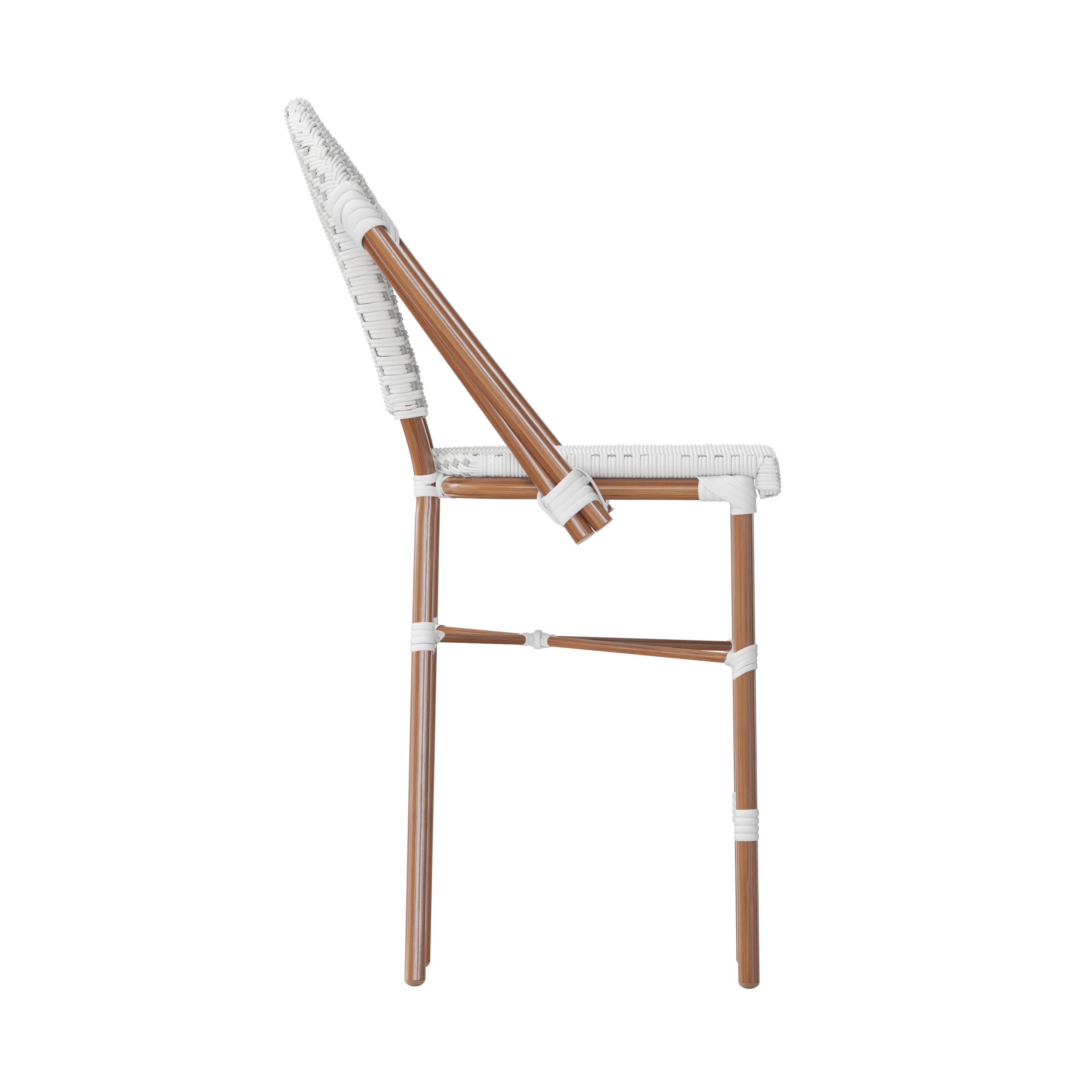 Lourdes Stackable Indoor/Outdoor Bistro 26" High Counter Height Stool, Commercial Grade, White/Gray and Bamboo Finish