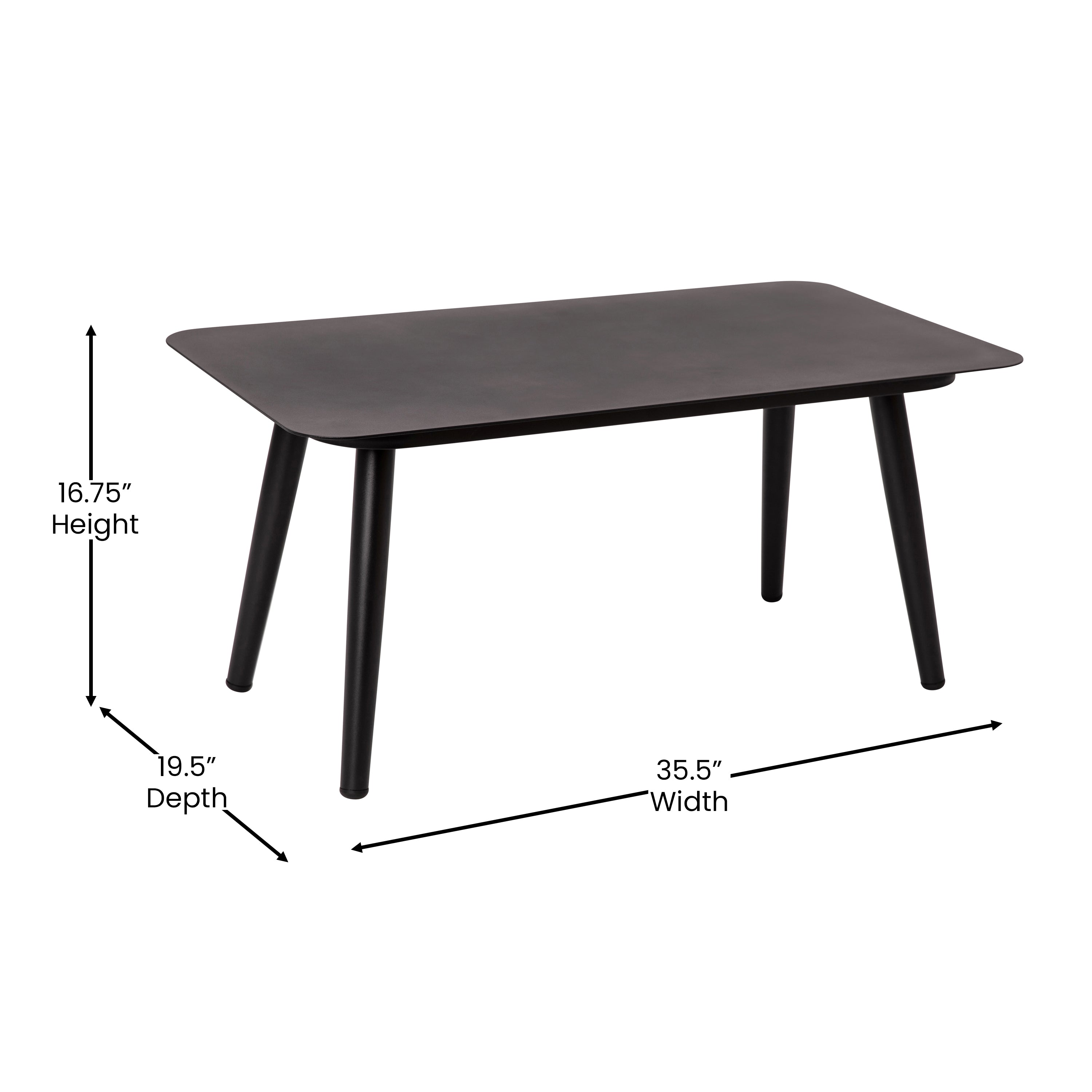Kierra Black All-Weather 4-Piece Woven Conversation Set with Gray Zippered Removable Cushions & Metal Coffee Table