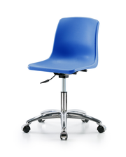 Polypropylene Shell Chair Chrome - Desk Height with Casters in Blue