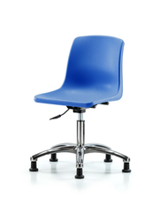 Polypropylene Shell Chair Chrome - Desk Height with Stationary Glides in Blue