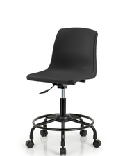 Polypropylene Shell Chair - Desk Height with Round Tube Base & Casters in Black