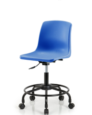 Polypropylene Shell Chair - Desk Height with Round Tube Base & Casters in Blue