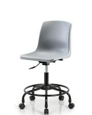 Polypropylene Shell Chair - Desk Height with Round Tube Base & Casters in Gray