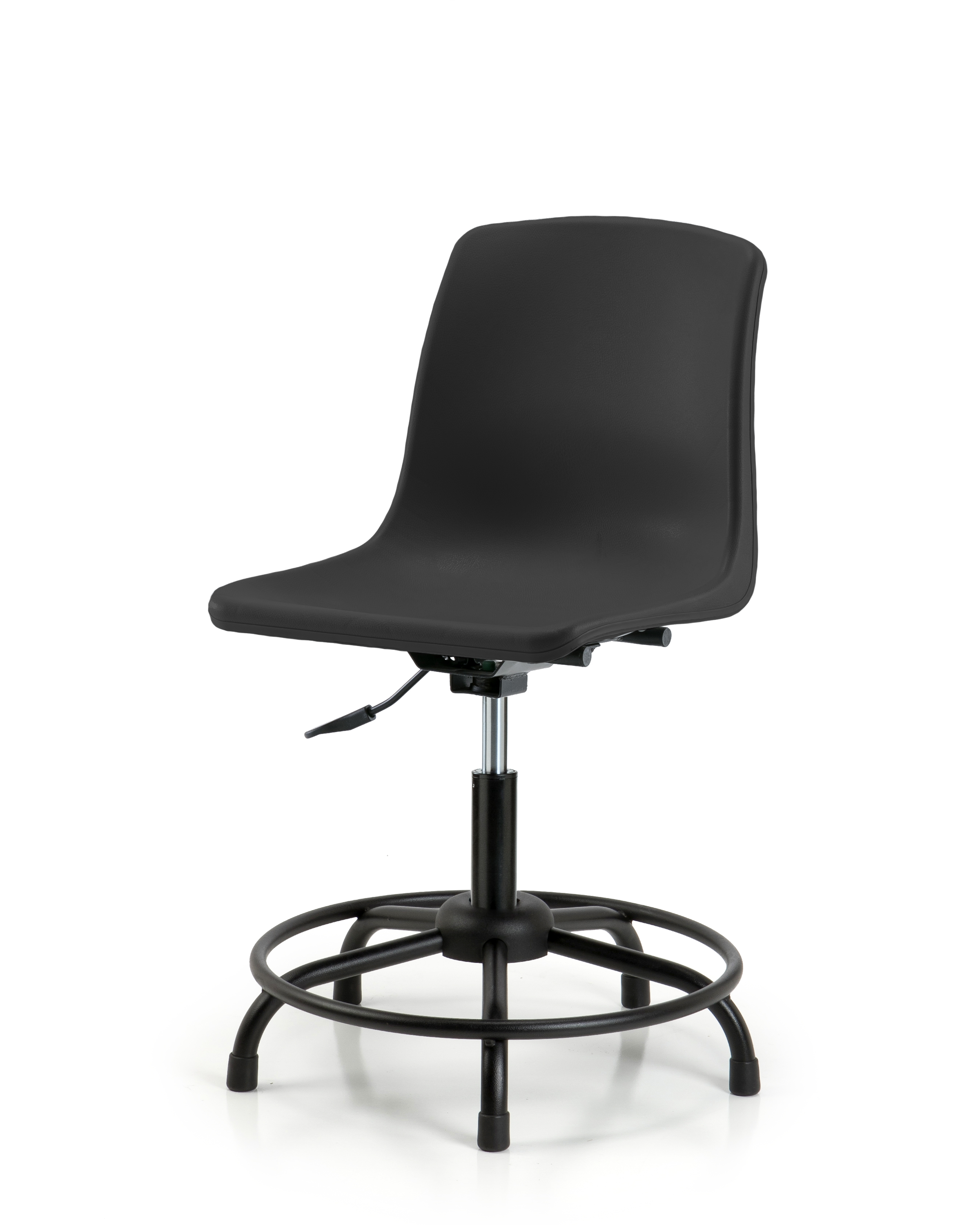 Polypropylene Shell Chair - Desk Height with Round Tube Base & Stationary Glides in Black