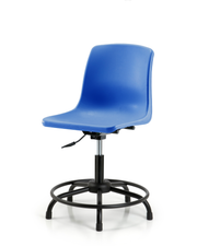 Polypropylene Shell Chair - Desk Height with Round Tube Base & Stationary Glides in Blue