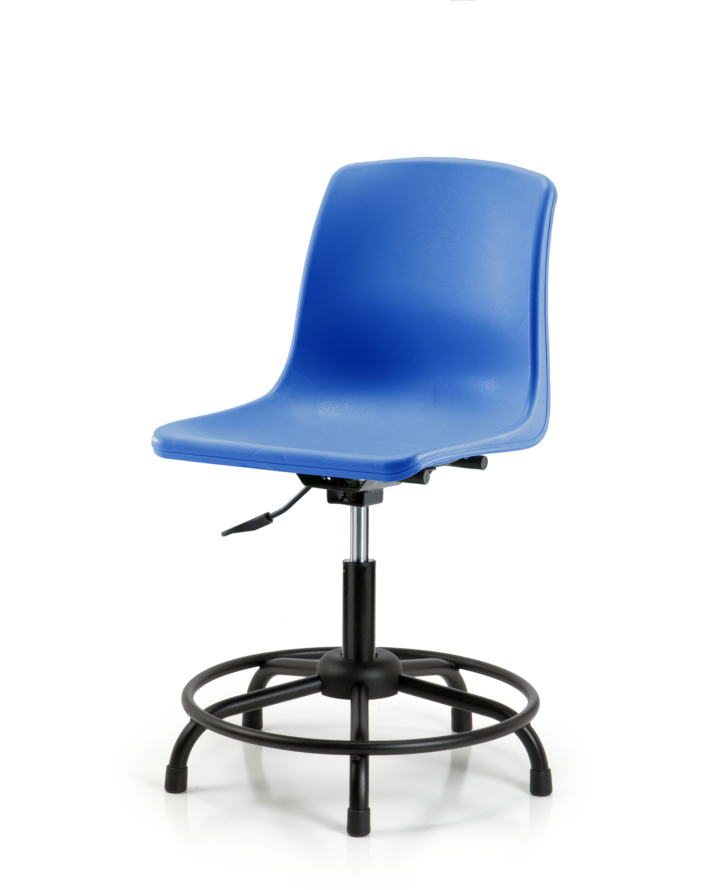 Polypropylene Shell Chair - Desk Height with Round Tube Base & Stationary Glides in Blue