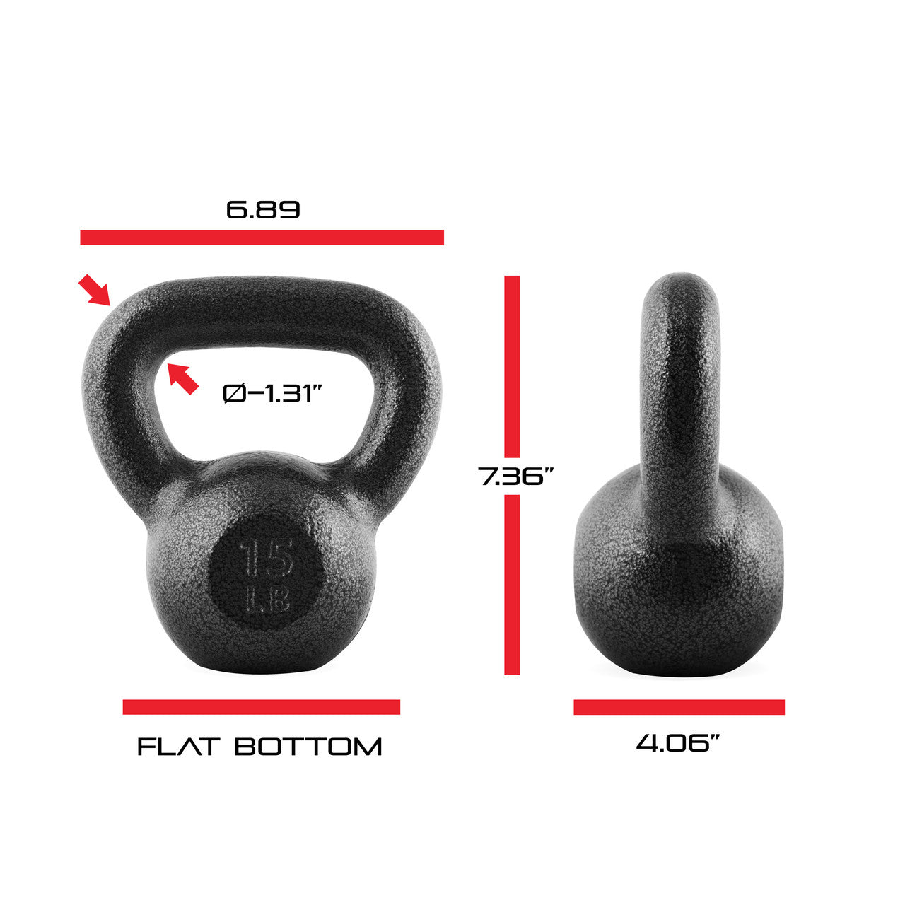 CAP 15 lb Hammertone Cast Iron Kettlebell, Black