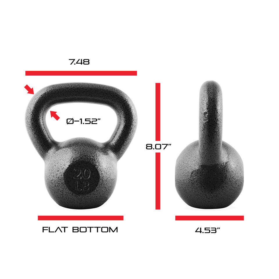 CAP 20 lb Hammertone Cast Iron Kettlebell, Black