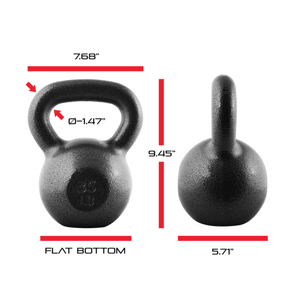 CAP 35 lb Hammertone Cast Iron Kettlebell, Black