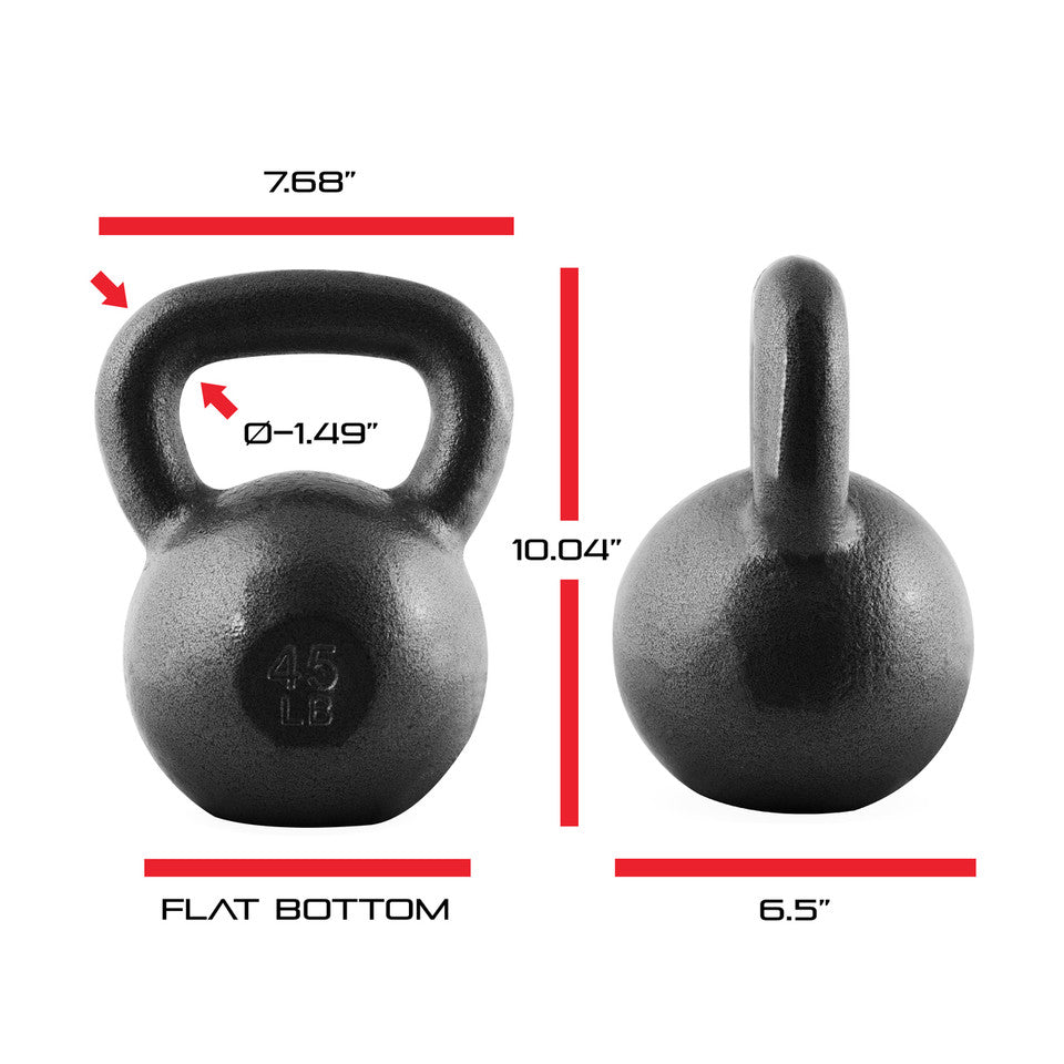 CAP 45 lb Hammertone Cast Iron Kettlebell, Black
