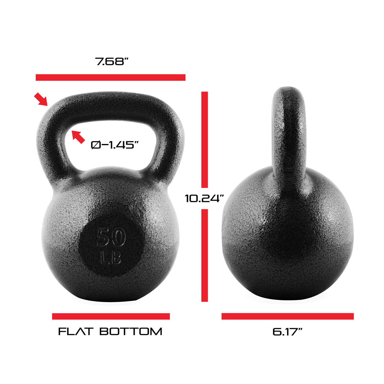 CAP 50 lb Hammertone Cast Iron Kettlebell, Black