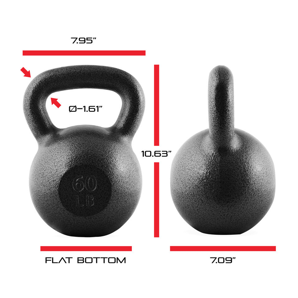 CAP 60 lb Hammertone Cast Iron Kettlebell, Black