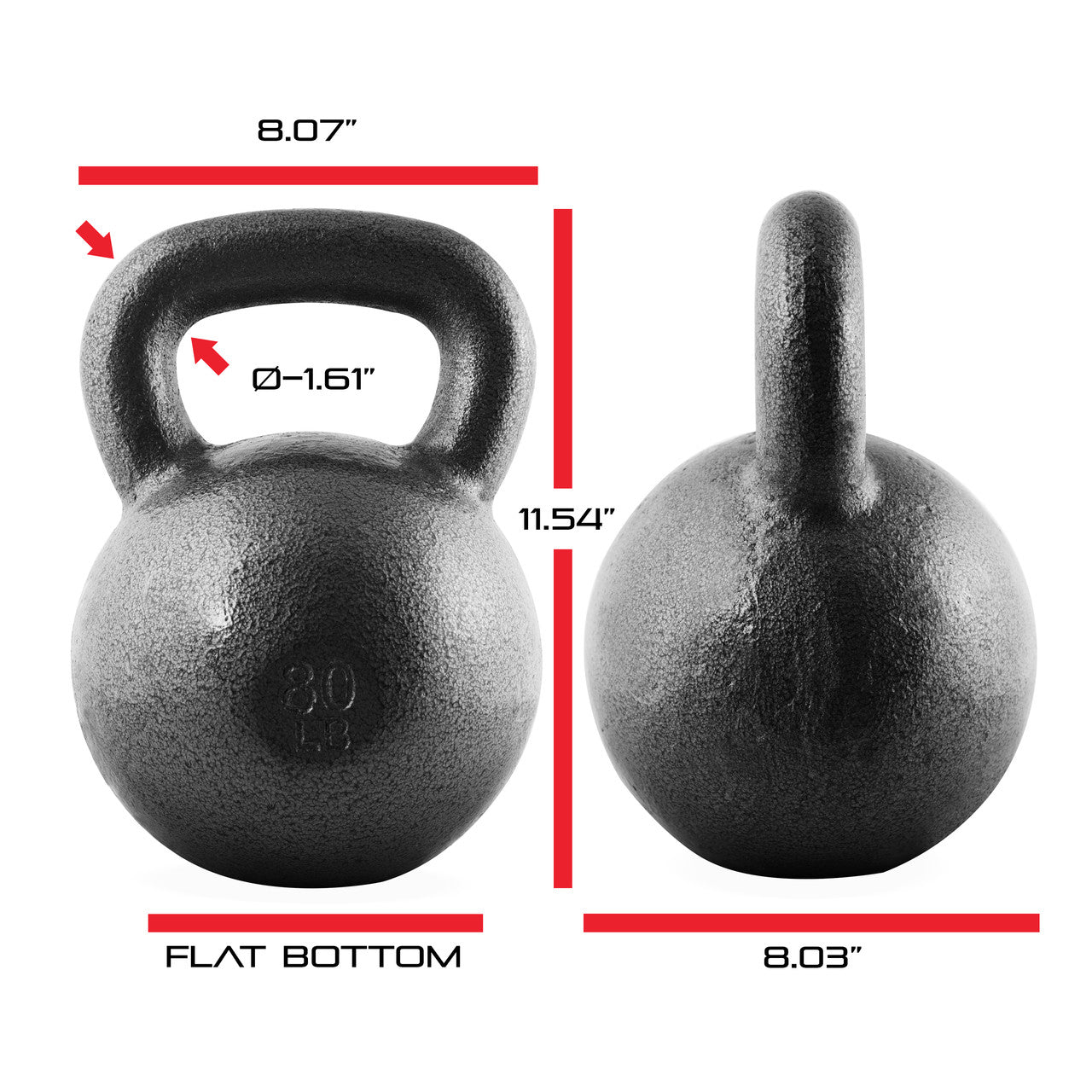 CAP 70 lb Hammertone Cast Iron Kettlebell, Black