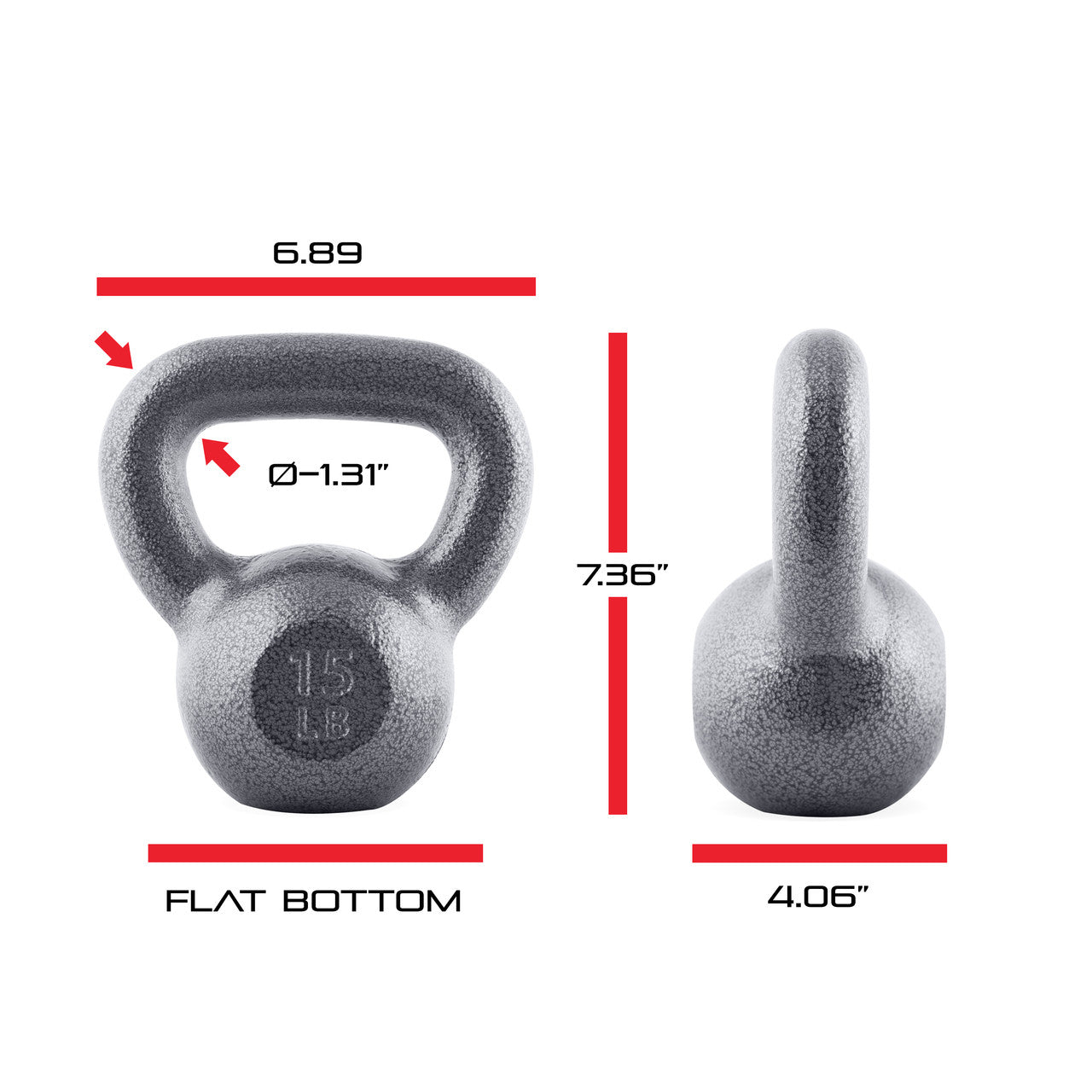 CAP 15 lb Hammertone Cast Iron Kettlebell, Gray