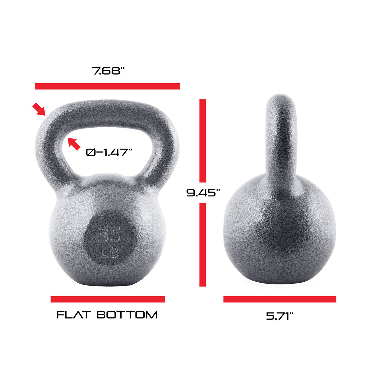 CAP 35 lb Hammertone Cast Iron Kettlebell, Gray