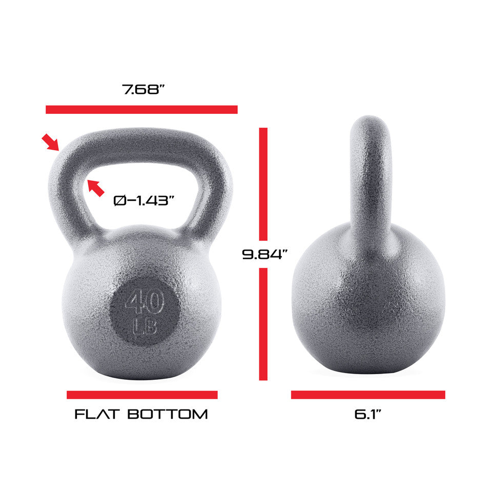 CAP 40 lb Hammertone Cast Iron Kettlebell, Gray