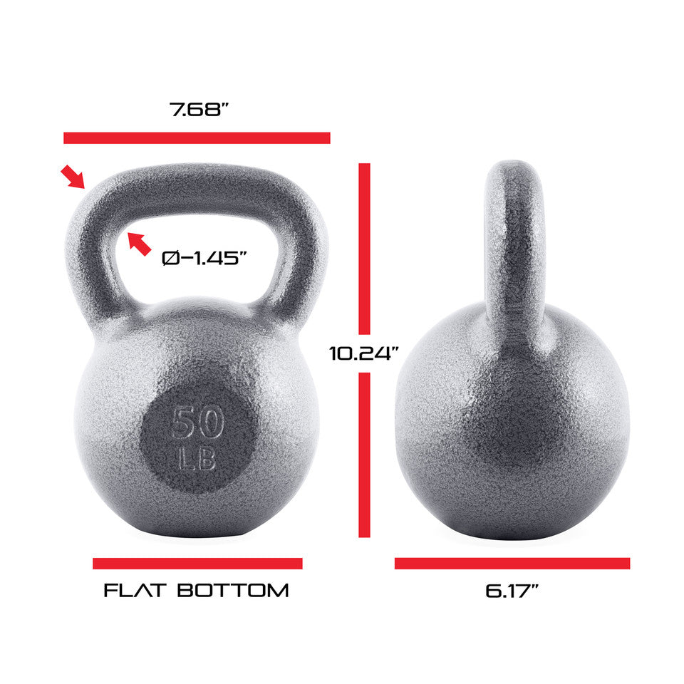 CAP 50 lb Hammertone Cast Iron Kettlebell, Gray