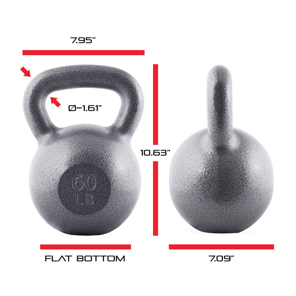 CAP 60 lb Hammertone Cast Iron Kettlebell, Gray