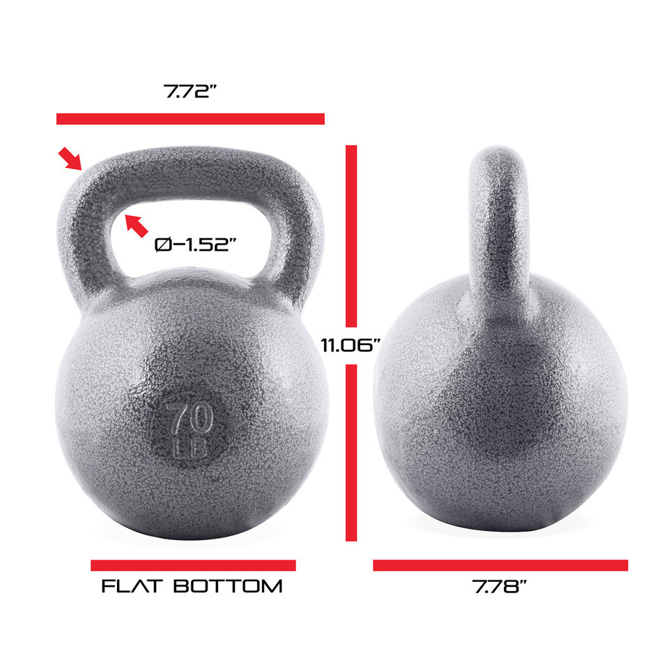 CAP 70 lb Hammertone Cast Iron Kettlebell, Gray