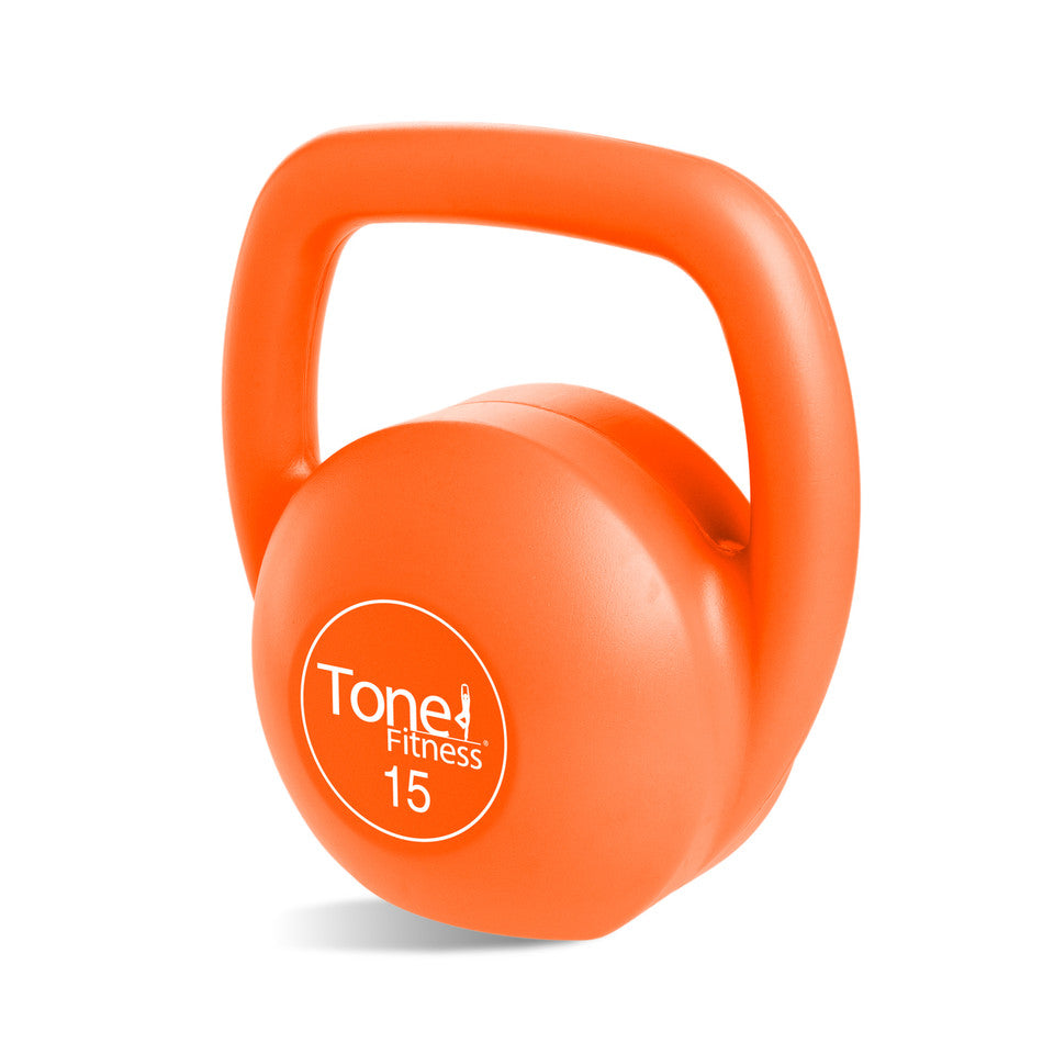 Tone Fitness 15 lb PVC Coated Cement Kettlebell - Orange