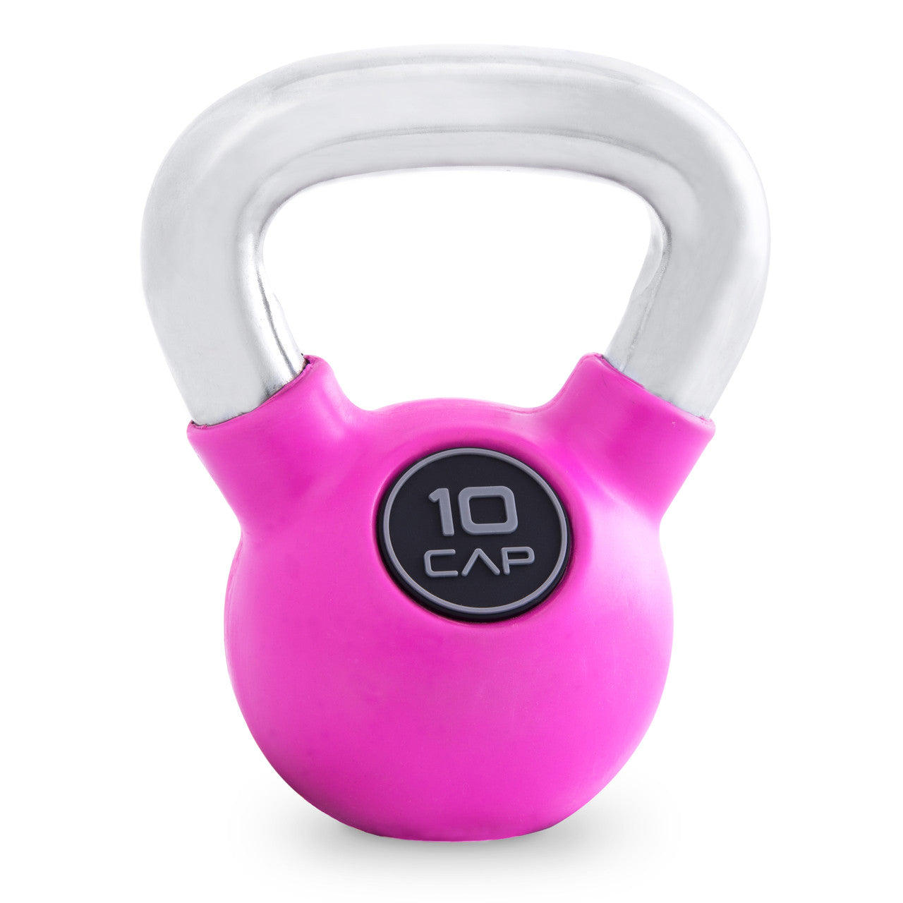 CAP 10 lb Rubber Coated Kettlebell with Chrome Handle, Colored, Pink