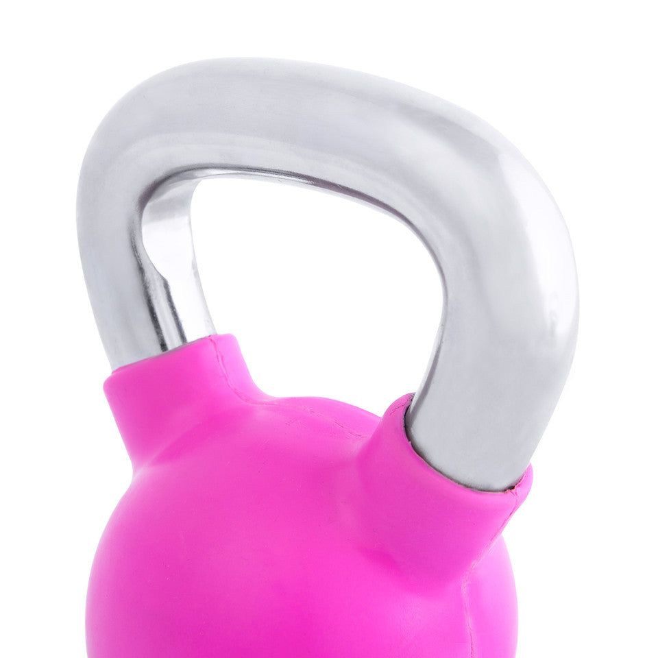CAP 10 lb Rubber Coated Kettlebell with Chrome Handle, Colored, Pink