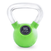 CAP 15 lb Rubber Coated Kettlebell with Chrome Handle, Colored, Green