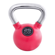 CAP 25 lb Rubber Coated Kettlebell with Chrome Handle, Colored, Red