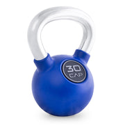 CAP 30 lb Rubber Coated Kettlebell with Chrome Handle, Colored, Blue