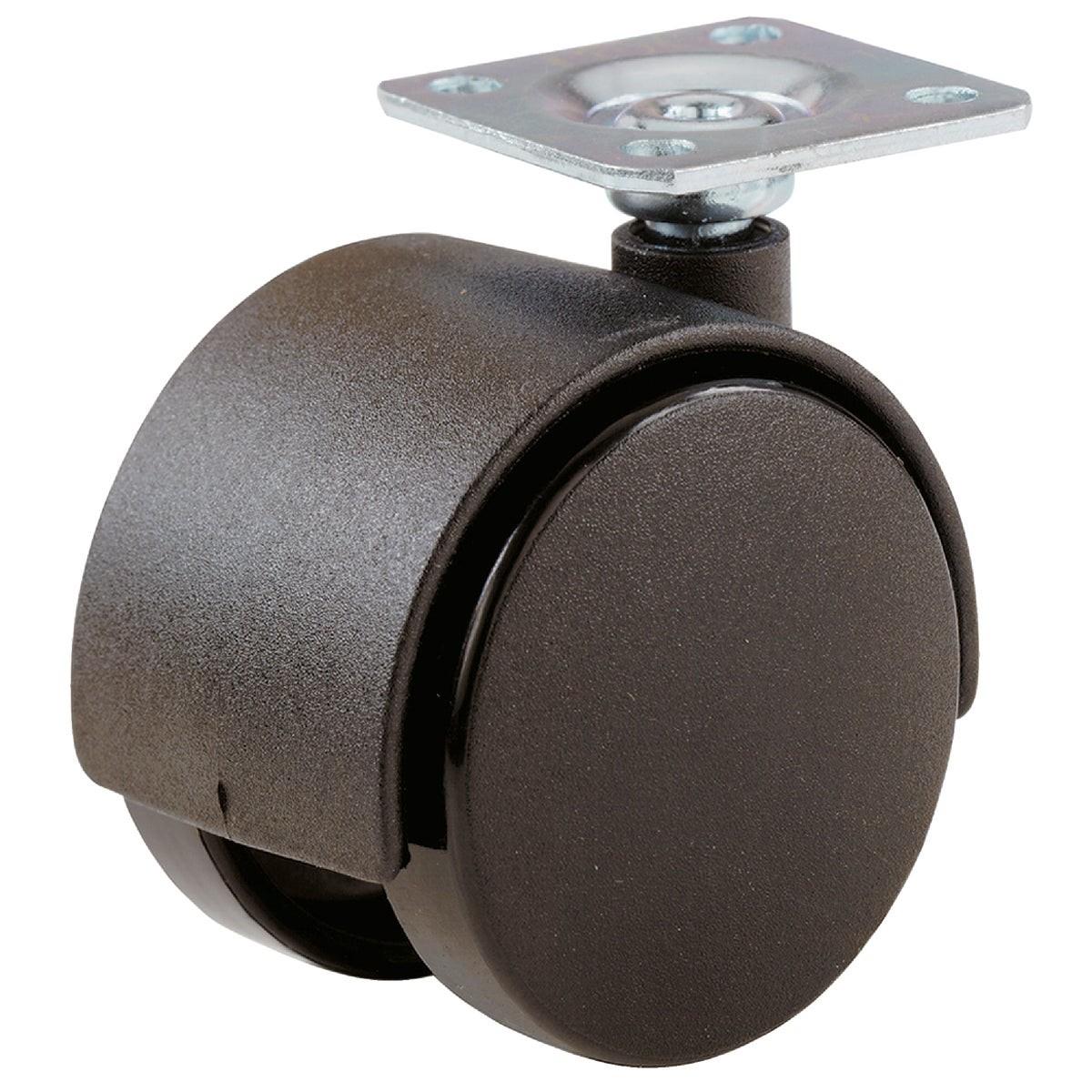 2 In. Black Twin Wheel Plate Caster (2-Pack)