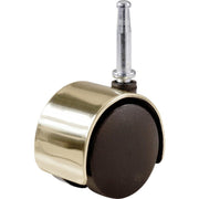 2 In. Dia. Bright Brass Twin Wheel Caster with 1-1/2 In. Stem (2-Pack)