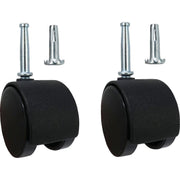 2 In. Dia. Black Twin Wheel Caster with 1-1/2 In. Stem (2-Pack)