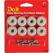 1 In. Round Adhesive and Screw on Furniture Glide,(8-Pack)