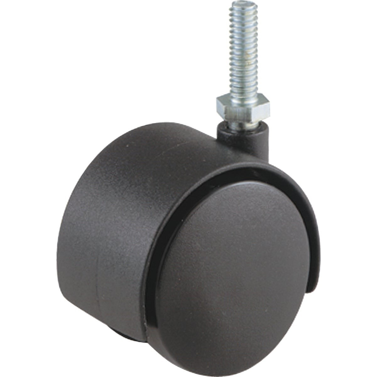2 In. Dia. Black Twin Wheel Caster with 1 In. Threaded Stem (1-Count)