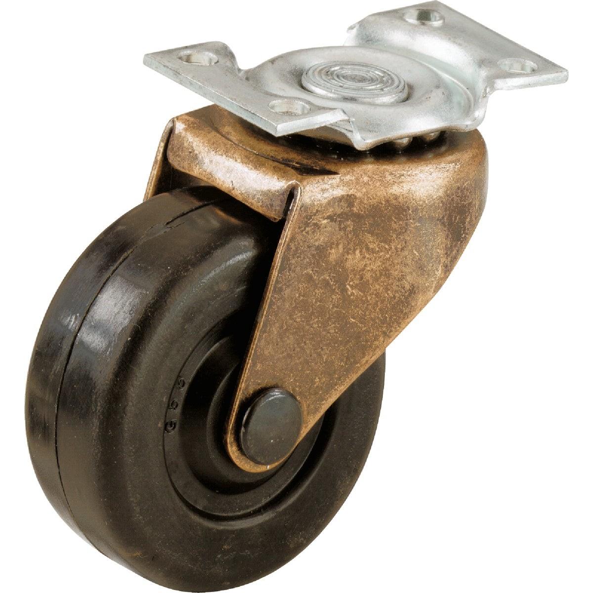 2 In. Medium-Duty Soft Rubber Swivel Plate Caster (2-Pack)