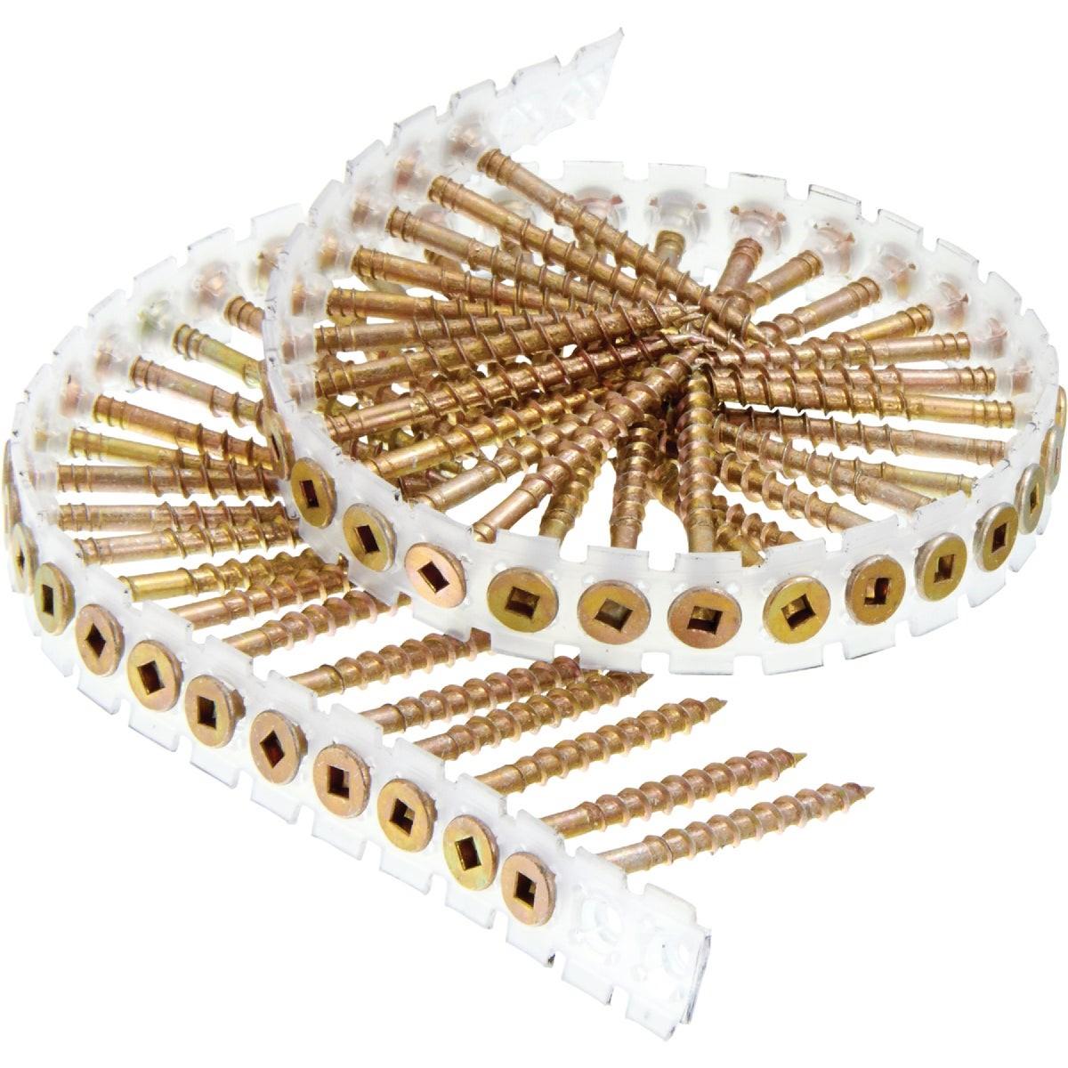 Senco DuraSpin #8 x 2 In. Square Recess Flat Collated Wood Screws, Yellow Zinc Finish (1000 Ct.)