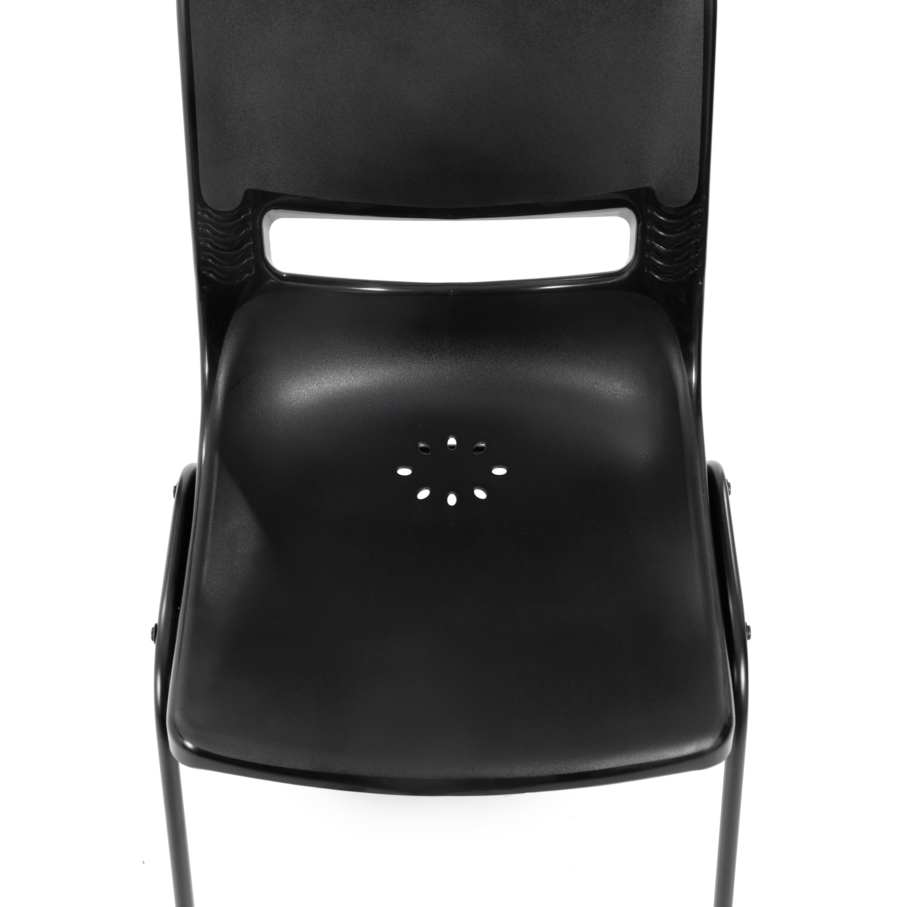 HERCULES Heavy-Duty Flex Comfort Classroom Stack Chair with Powder-Coated Frame and Black Ergonomic Back and Seat