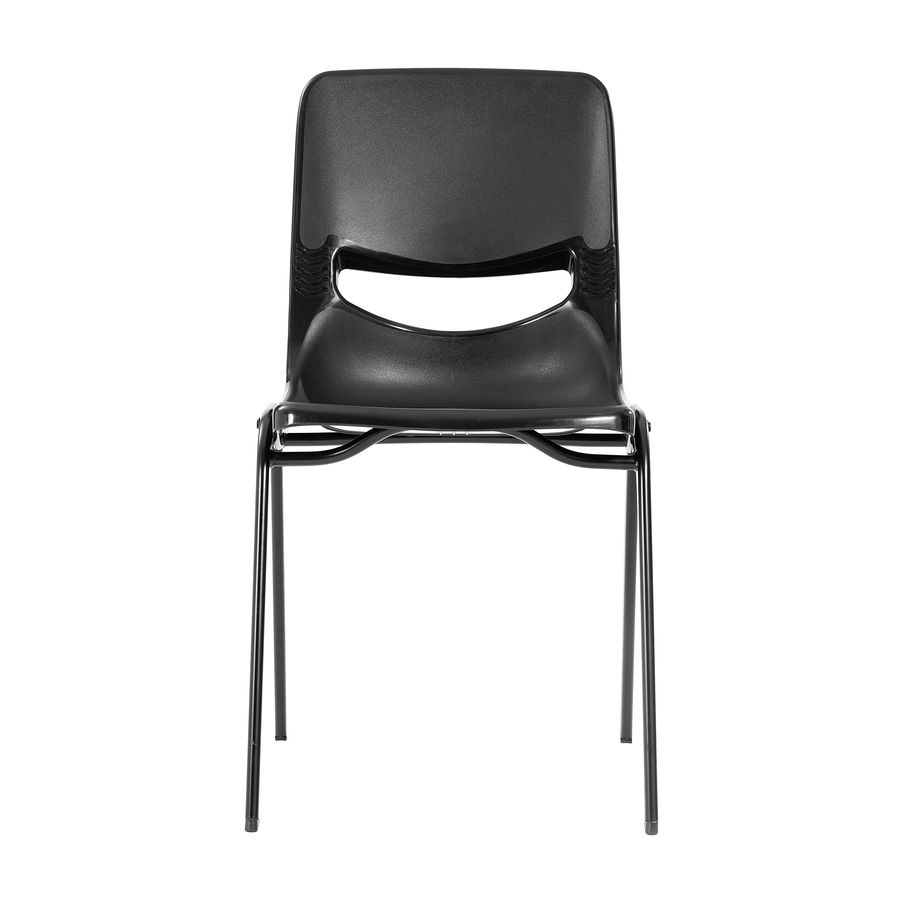 HERCULES Heavy-Duty Flex Comfort Classroom Stack Chair with Powder-Coated Frame and Black Ergonomic Back and Seat